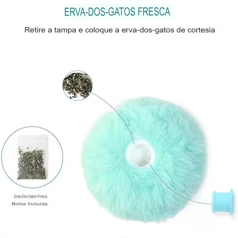 Bola Interativa de Pelúcia com Som para Gatos