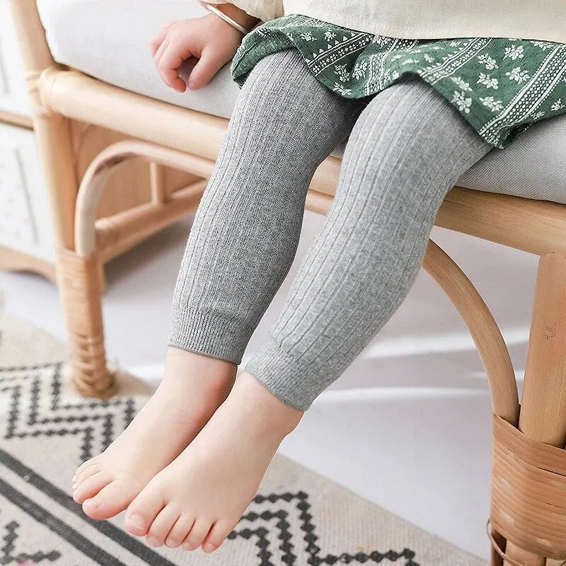 Calça Legging Tricotada de Algodão para Bebês e Crianças de 0 a 6 Anos